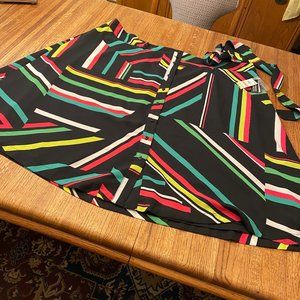 Bar III Madagascar Black Multi Color Skirt 24W NWT